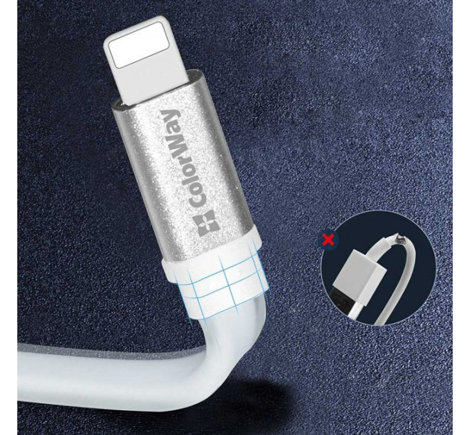 Дата кабель USB 2.0 AM to Lightning 0.25m white ColorWay (CW-CBUM-LM25W)