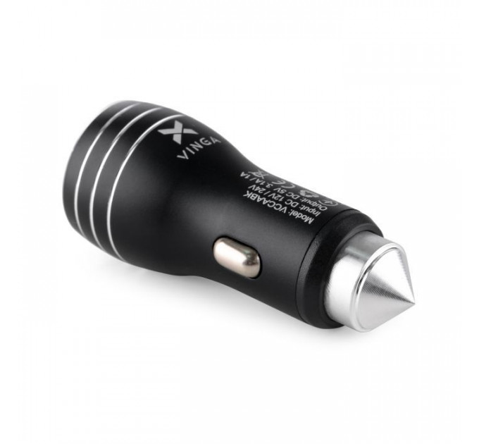 Зарядное устройство для Vinga Dual USB Car Charger aluminium 15.5W Max (VCCAABK)
