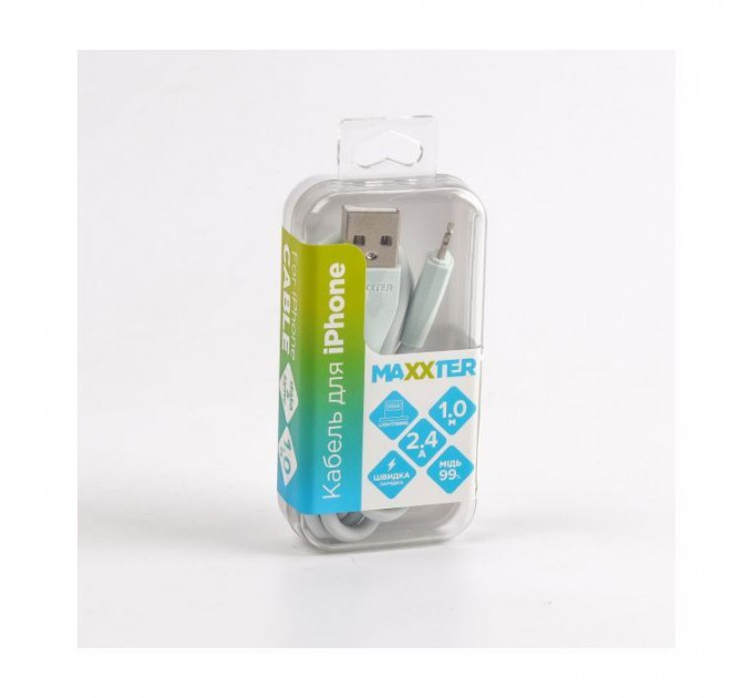Дата кабель USB 2.0 AM to Lightning 1.0m Maxxter (UB-L-USB-01MG)