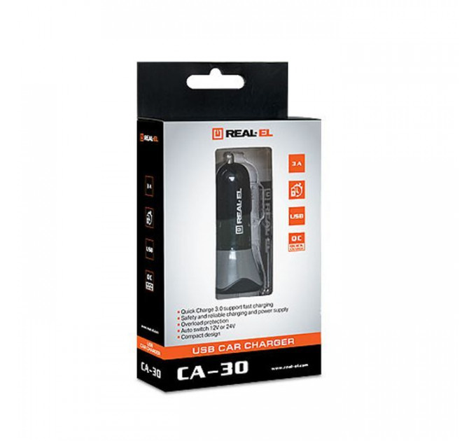 Зарядний пристрій REAL-EL CA-30 black (EL123160011)