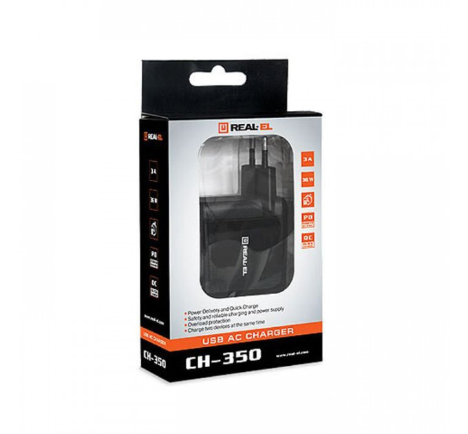 Зарядний пристрій REAL-EL CH-350 black (EL123160017)