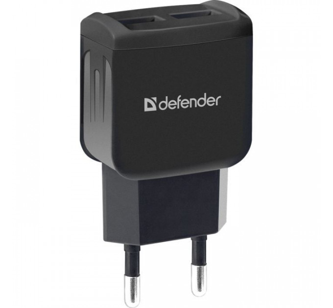 Зарядний пристрій Defender EPA-13 black, 2xUSB, 5V\/2.1A, package (83840)