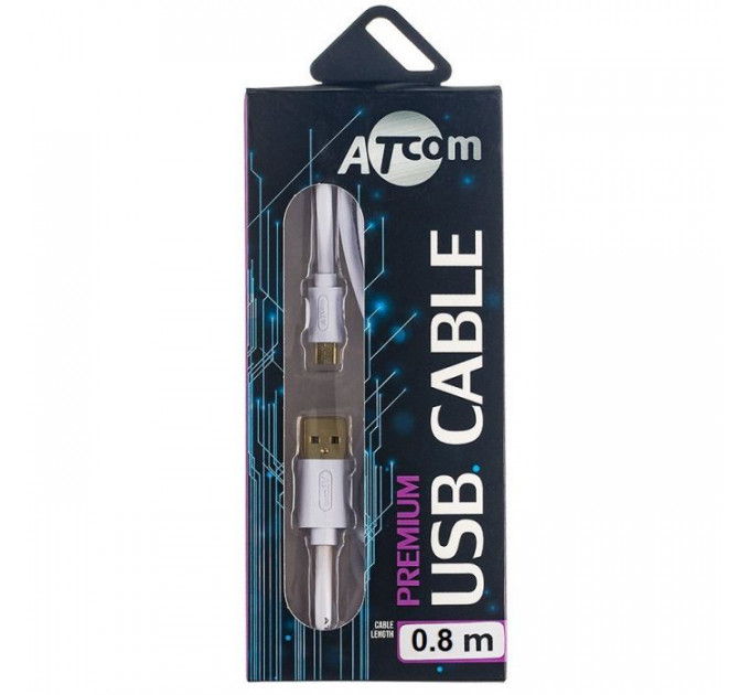 Дата кабель USB 2.0 AM to Micro 5P 1.8m white Atcom (16122)