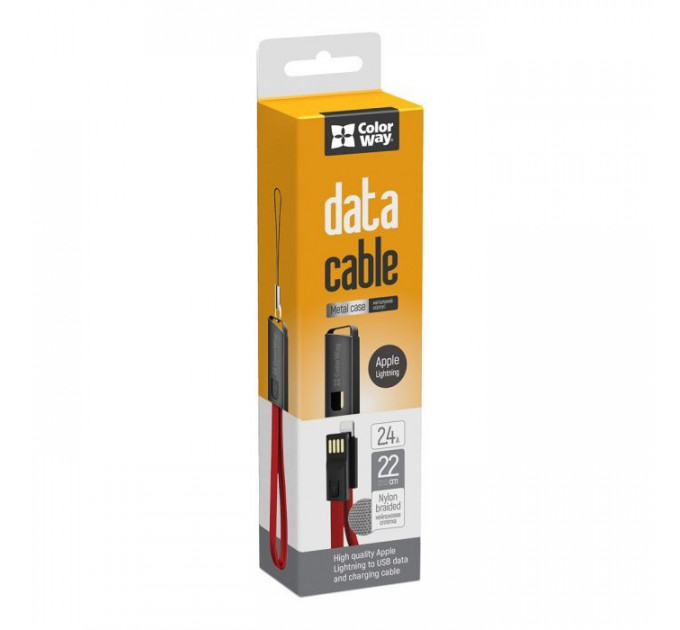 Дата кабель USB 2.0 AM to Lightning 0.22m red ColorWay (CW-CBUL021-RD)