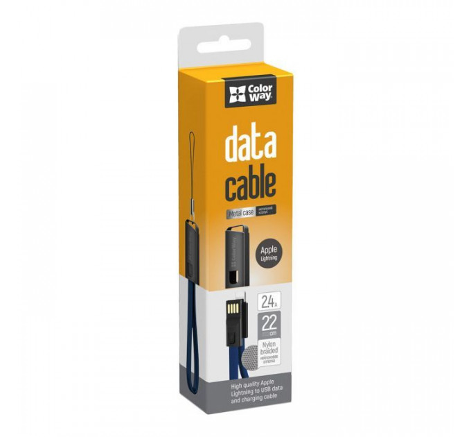 Дата кабель USB 2.0 AM to Lightning 0.22m blue ColorWay (CW-CBUL021-BL)