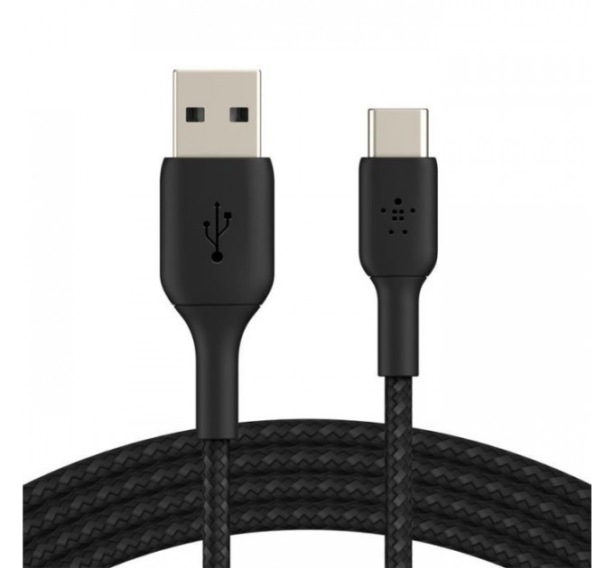 Дата кабель USB 2.0 AM to USB-C 2.0m BRAIDED black Belkin (CAB002BT2MBK)
