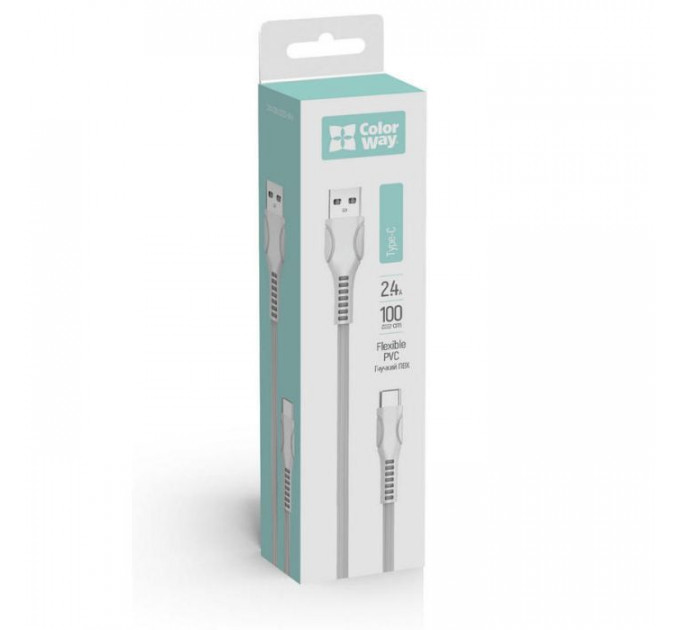 Дата кабель USB 2.0 AM to USB-C 1.0m line-drawing white ColorWay (CW-CBUC029-WH)