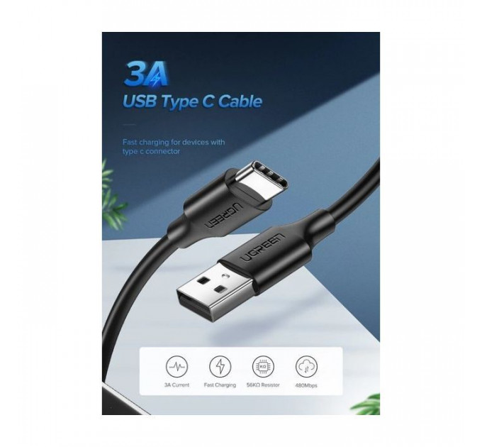 Дата кабель USB 2.0 AM to USB-C 1.0m US287 Black Ugreen (60116)