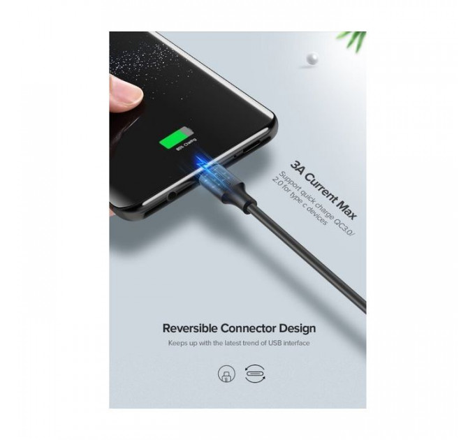 Дата кабель USB 2.0 AM to USB-C 1.0m US287 Black Ugreen (60116)