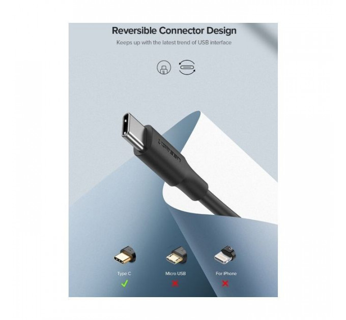 Дата кабель USB 2.0 AM to USB-C 1.0m US287 Black Ugreen (60116)