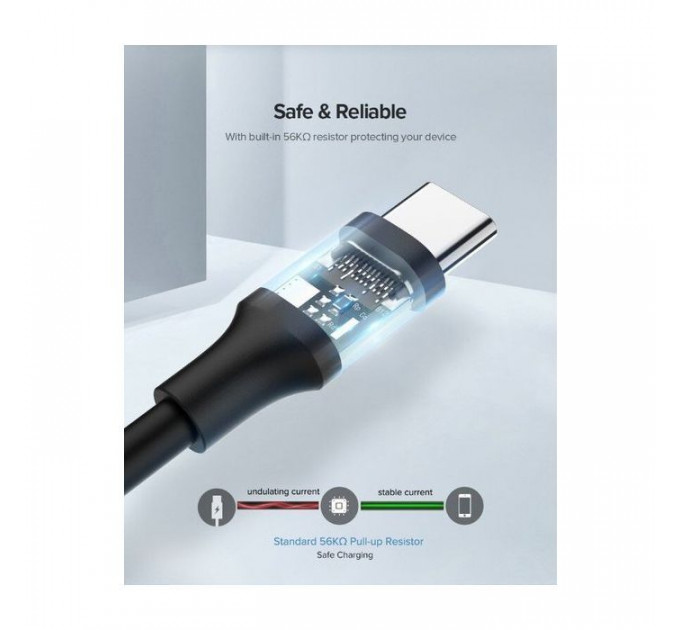 Дата кабель USB 2.0 AM to USB-C 1.0m US287 Black Ugreen (60116)