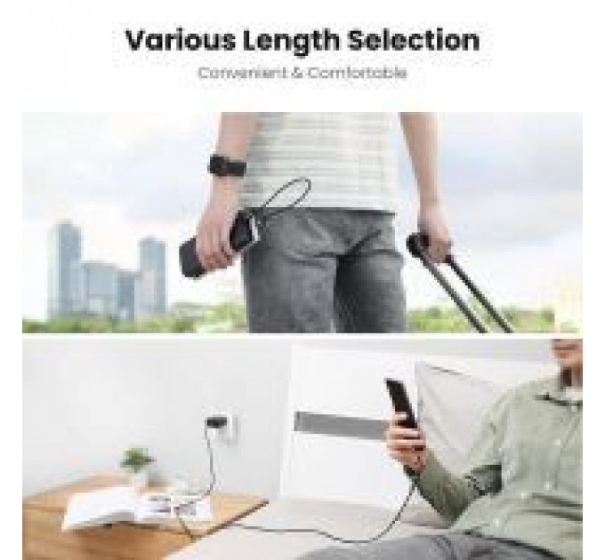 Дата кабеля USB 2.0 AM to Micro 5P 1.0m US290 Aluminum Braid Black Ugreen (60146)
