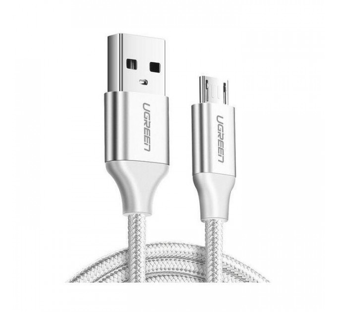 Дата кабель USB 2.0 AM to Micro 5P 1.0m US290 Aluminum Braid White Ugreen (60151) Дата кабель USB 2.0 AM to Micro 5P 1.0m US290 Aluminum Braid White Ugreen (60151)