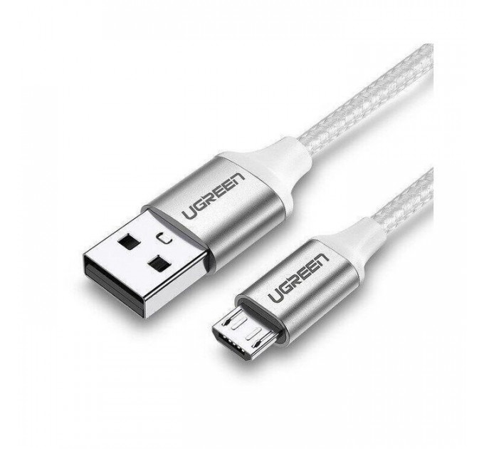 Дата кабель USB 2.0 AM to Micro 5P 1.0m US290 Aluminum Braid White Ugreen (60151)