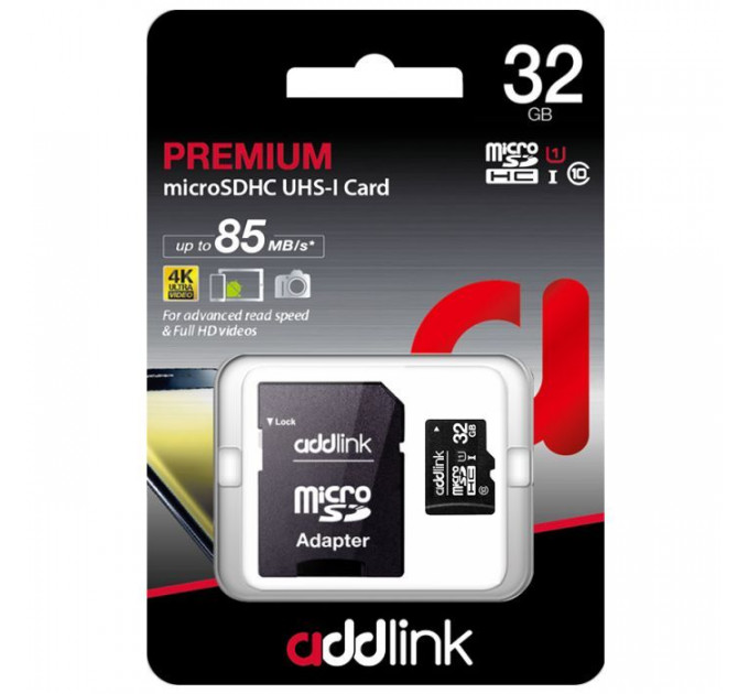 Карта пам/'яті AddLink 32GB microSDHC class 10 UHS-I U1 (ad32GBMSH310A)