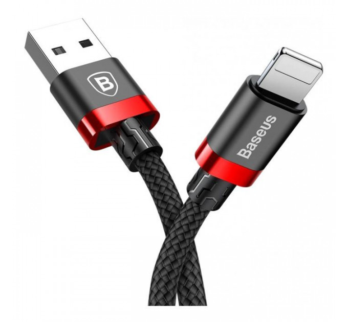 Дата кабель USB 2.0 AM to Lightning 1.0m Cafule Black-Red Baseus (CALKLF-B19)