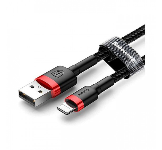 Дата кабель USB 2.0 AM to Lightning 1.0m Cafule Black-Red Baseus (CALKLF-B19)