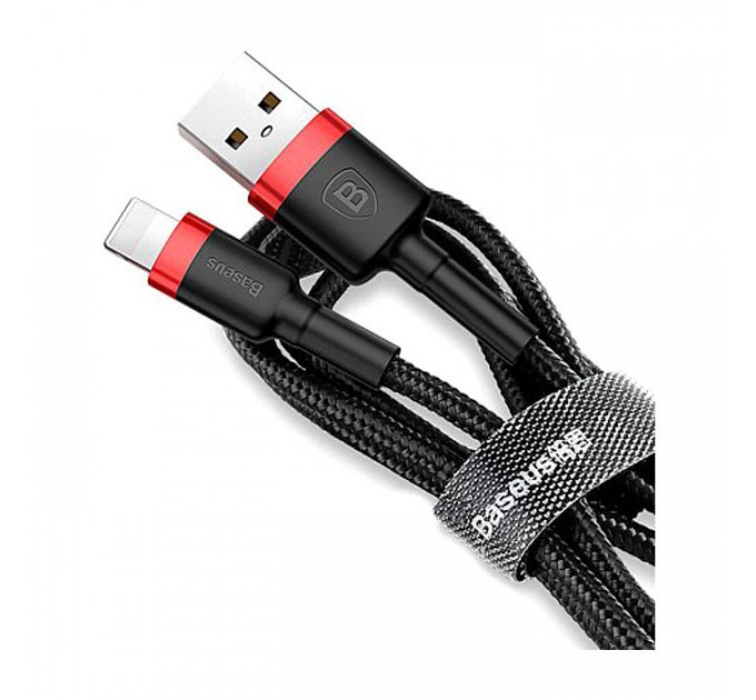 Дата кабель USB 2.0 AM to Lightning 1.0m Cafule Black-Red Baseus (CALKLF-B19)