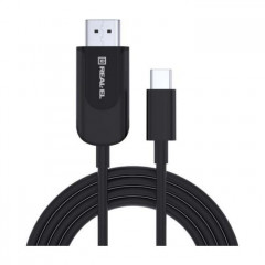 Дата кабель USB 2.0 AM to USB-C 1.0m Leather Premium black-silver REAL-EL (EL123500049)