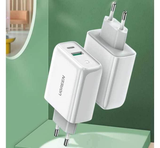Зарядний пристрій Ugreen CD170 36W USB + Type-C Charger (White) (60468)