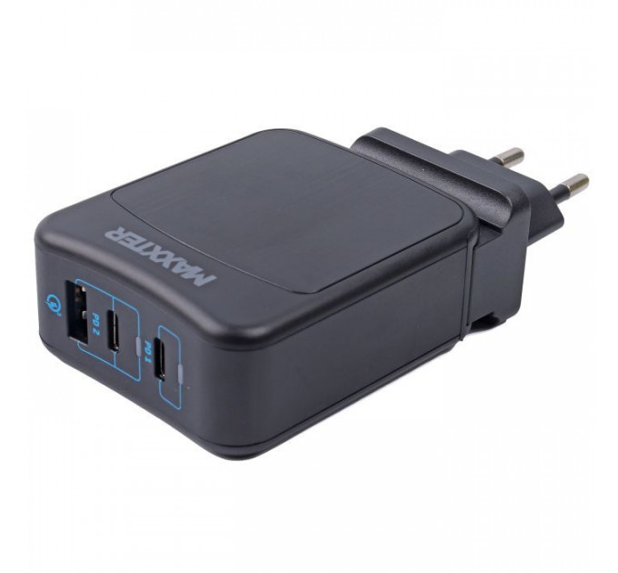 Зарядное устройство Maxxter 1USB-A + 2USB-C (PD 65W+PD 18W + QC 3.0) (WC-PD65W-01)