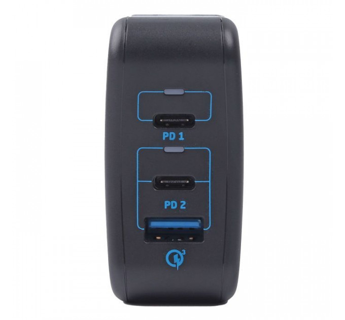 Зарядное устройство Maxxter 1USB-A + 2USB-C (PD 65W+PD 18W + QC 3.0) (WC-PD65W-01)
