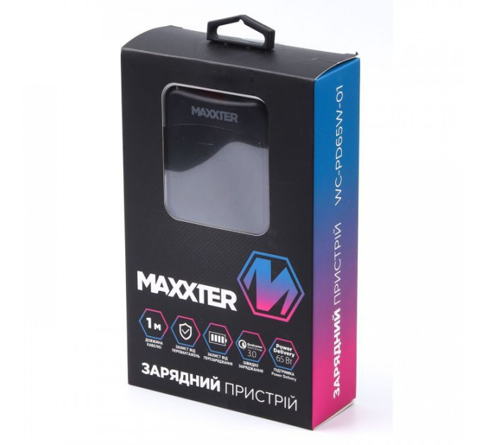 Зарядное устройство Maxxter 1USB-A + 2USB-C (PD 65W+PD 18W + QC 3.0) (WC-PD65W-01)