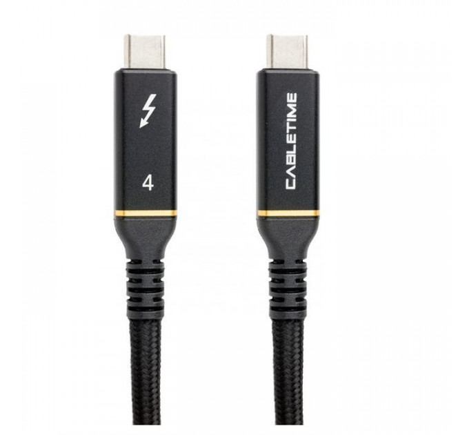 Дата кабель USB-C to USB-C 1.0m USB4 40Gbps, 100W, 20V\/ 5A, 4K\/ 60HZ PowerPlant (CA913299)