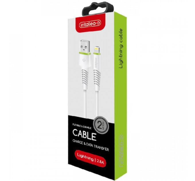 Дата кабель USB 2.0 AM to Lightning 2.0m CBFLEXL2 white Intaleo (1283126521416)
