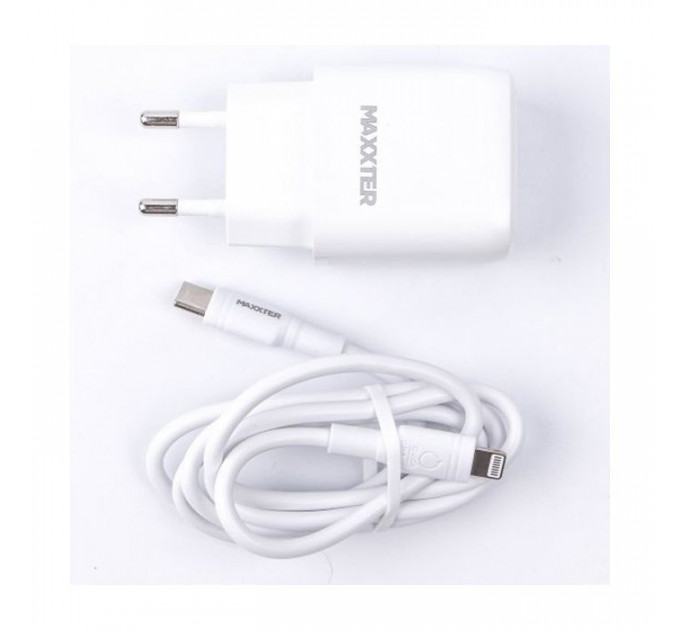 Зарядное устройство Maxxter USB + cable USB-C to Lighting (PD 20W) (WC-PD-CtL-01)