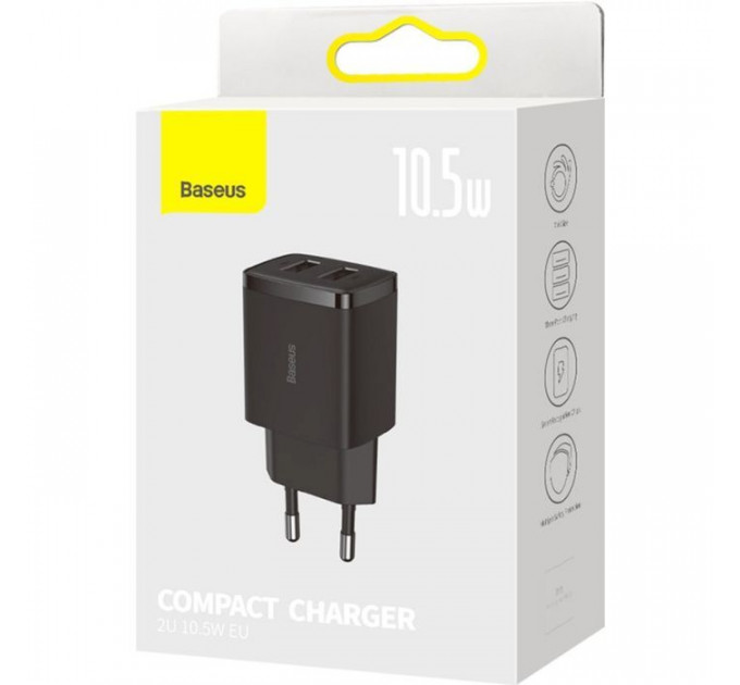 Зарядний пристрій Baseus Compact Charger 2U Black (CCXJ010201)