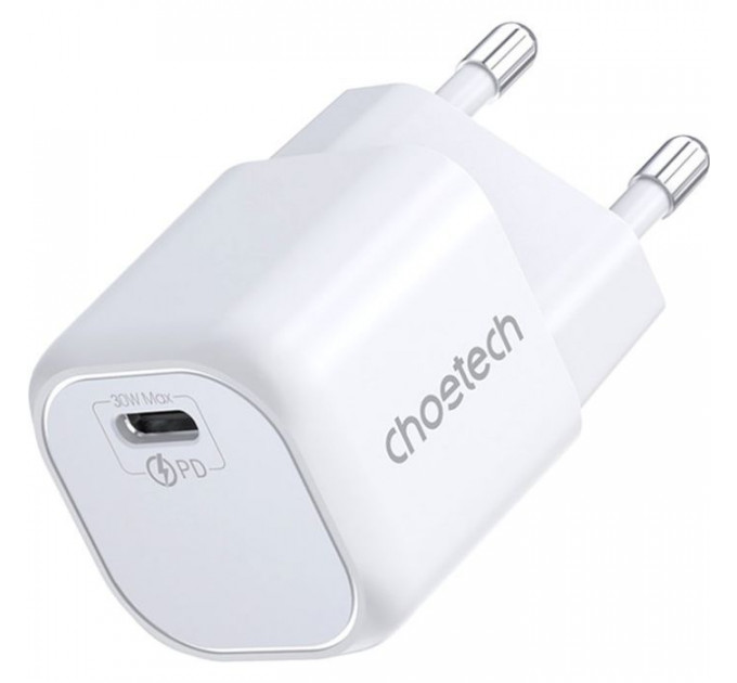 Зарядний пристрій Choetech 1хUSB-C 30W PD QC3.0 PD5007 white (PD5007-EU-WH)