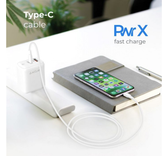 Дата кабеля USB 2.0 AM to Type-C 1.2m PwrX 30W ACCLAB (1283126559532)
