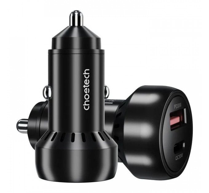 Зарядний пристрій Choetech USB-C+USB-A 60W QC3.0\/PD\/PPS black (TC0014-BK)