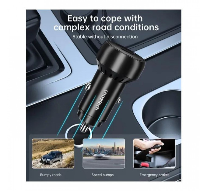 Зарядний пристрій Choetech USB-C+USB-A 60W QC3.0\/PD\/PPS black (TC0014-BK)