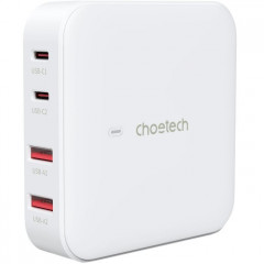 Зарядний пристрій Choetech GaN 2 USB-A \/ 2 USB-C 100W QC3.0\/PD\/PPS (PD8008-EU-WH)