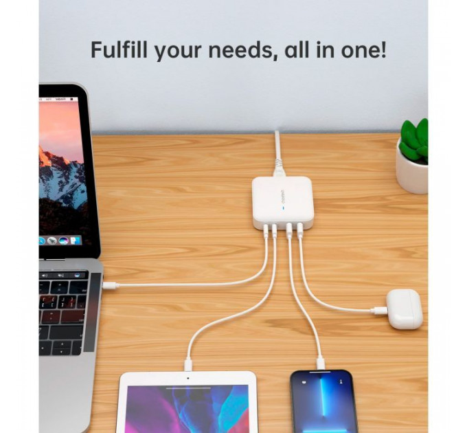 Зарядное устройство для Choetech GaN 2 USB-A \/ 2 USB-C 100W QC3.0\/PD\/PPS (PD8008-EU-WH)