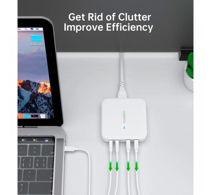 Зарядное устройство для Choetech GaN 2 USB-A \/ 2 USB-C 100W QC3.0\/PD\/PPS (PD8008-EU-WH)