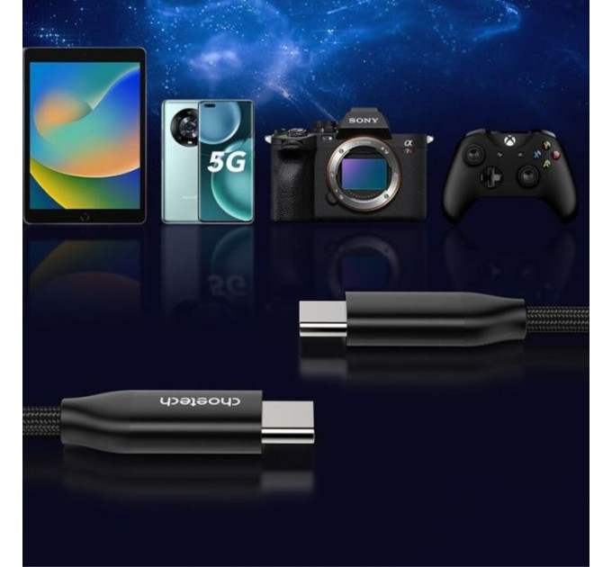 Дата кабеля USB-C to USB-C 2.0m 240W USB2.0 Choetech (XCC-1036-BK)