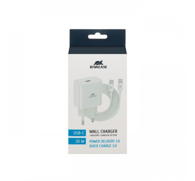 Зарядний пристрій RivaCase 1xUSB Type-C PD 20 Вт кабель Type-C white (PS4101 WD4 (White))