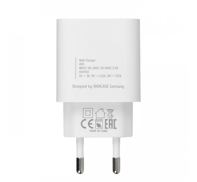 Зарядний пристрій RivaCase 1xUSB Type-C PD 20 Вт кабель Type-C white (PS4101 WD4 (White))
