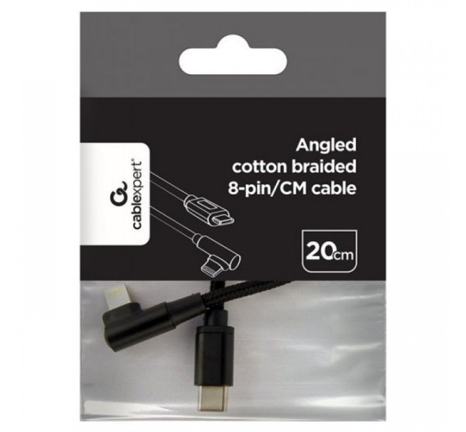 Дата кабель USB-C to Lightning 0,2m angle Cablexpert (CC-USB2-CMLML-0.2M)