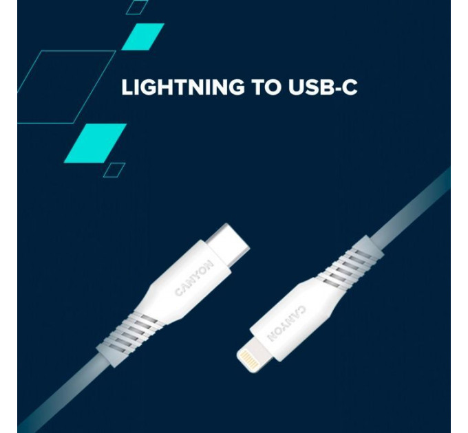 Дата кабель USB-C to Lightning 1.2m CLN30SC C-L 30W White Canyon (CNS-CLN30SC12W)