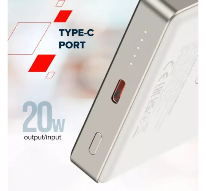 Батарея универсальная Canyon 10000mAh OnPower 510 slim Magsafe PD/20W Beige (CNS-CPB510BE)