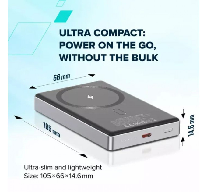 Батарея универсальная Canyon 10000mAh OnPower 510 slim Magsafe PD/20W Beige (CNS-CPB510BE)