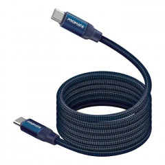 Дата кабель USB-C to USB-C 1.2m Promate (springy.blue)