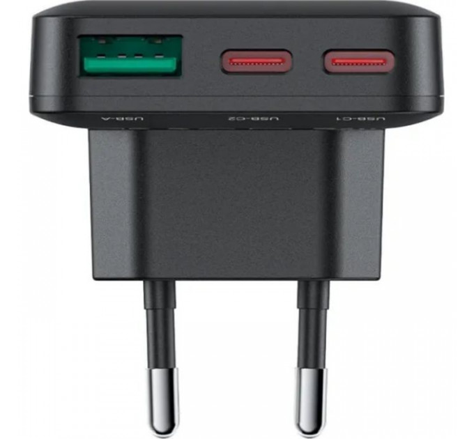 Зарядний пристрій Acefast 3xUSB 65W (2xUSB-C+USB-A) Gan A100 Fast Charger Ultra thin black (6974316283492)