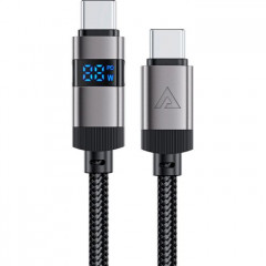 Дата кабель USB-C to USB-C 1.2m 60W digital display C15-03 Black Acefast (6974316283720)