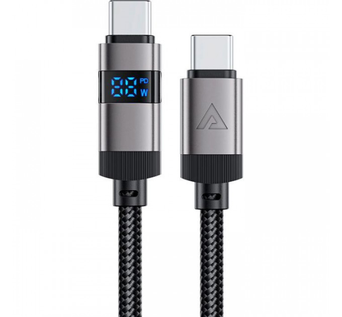 Дата кабель USB-C to USB-C 1.2m 60W digital display C15-03 Black Acefast (6974316283720)