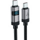 Дата кабель USB-C to USB-C 1.2m 60W digital display C15-03 Black Acefast (6974316283720)
